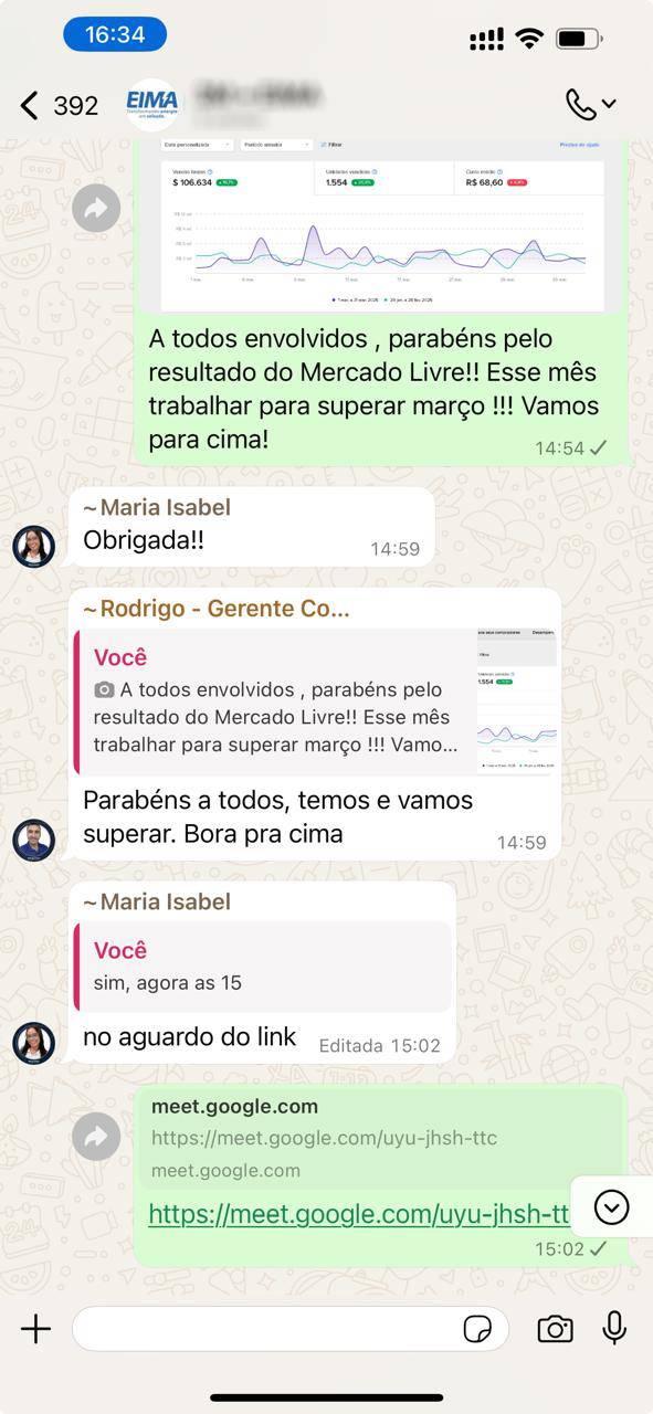 Depoimento de cliente 3M no WhatsApp