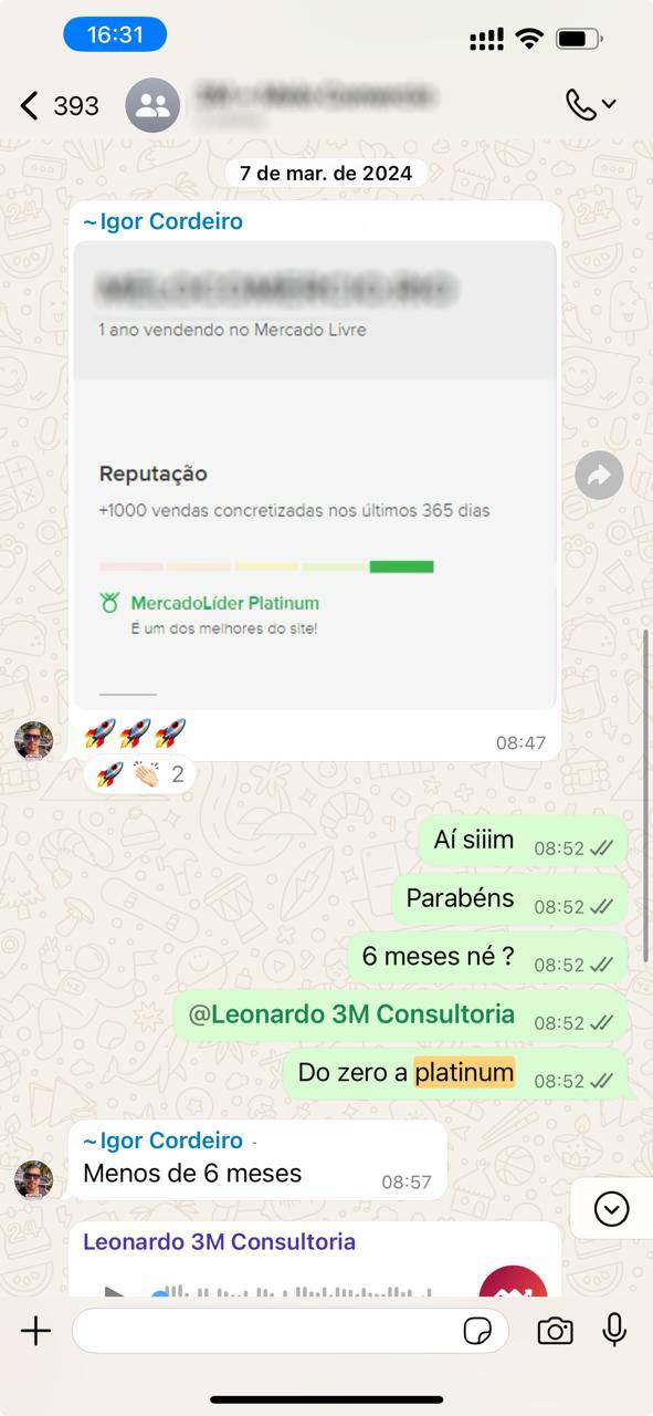 Depoimento de cliente 3M no WhatsApp